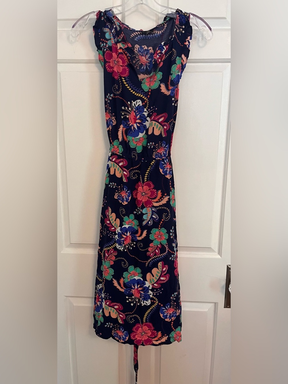 Talbots Navy Floral Sleeveless Summer Dress